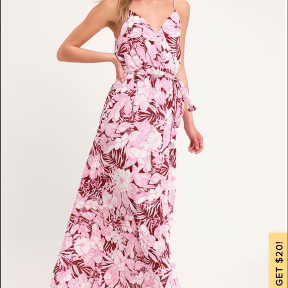 Lulus Dresses & Skirts - Sunrise in paradise pink multi-tropical maxi